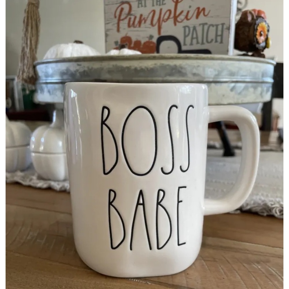 RAE Dunn Boss Babe ceramic large letter mug
